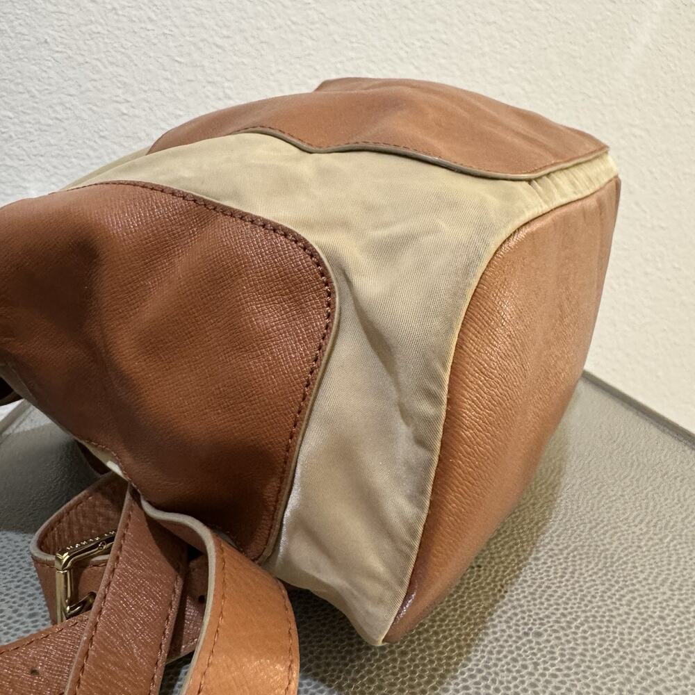 Tory Burch Penn Backpack Tan Nylon Brown PU Leather Pockets Handbag Purse - Picture 9 of 16